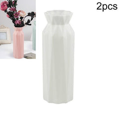 Set of 2 Stylish Anti-Fall Round Plastic Vases for Home Decor