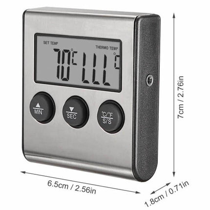 Digital Oven Thermometer With Probe For Kitchen BBQ And Meat compact stainless steel probe thermometer with large LCD and timer