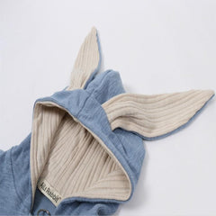 Cozy Cotton Hooded Bunny Ear Zipper Bodysuit for Spring and Autumn