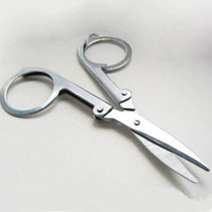 Travel Portable Mini Folding Scissors For Home And On The Go silver stainless steel compact folding scissors for travel and small tasks