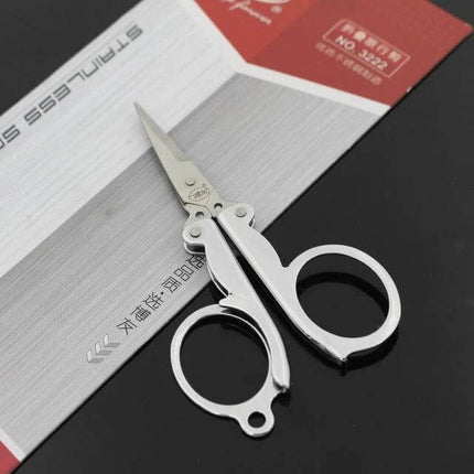 Travel Portable Mini Folding Scissors For Home And On The Go - compact silver stainless steel foldable scissors for travel, crafts, and light-duty trimming