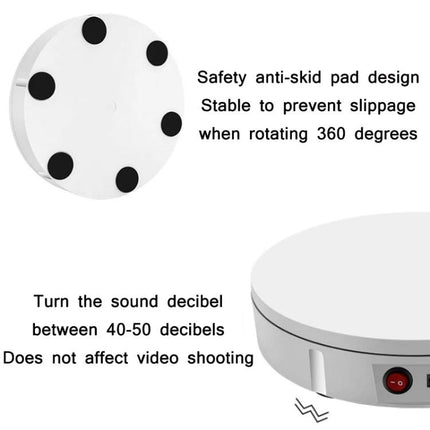 Remote Control Electric Turntable for Product Display, 30cm with anti-skid pads, quiet 40-50dB rotation, ABS durable 30x6cm lightweight design