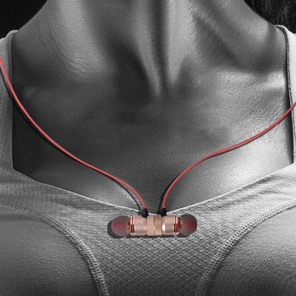 MoreBlue Neckband Wireless Earphones For Commuting And Calls showing magnetic earbuds on neckband worn during commute