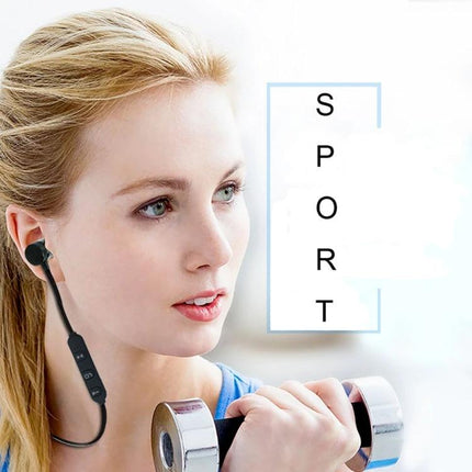 MoreBlue Neckband Wireless Earphones For Commuting And Calls woman wearing neckband earbuds while lifting dumbbell, magnetic earbuds