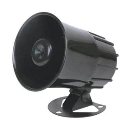 Versatile Electric Siren Horn for Vehicles and Security Alarms compact black 12V/24V loud audible alert horn mounted