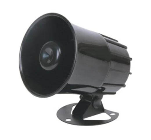 Versatile Electric Siren Horn for Vehicles and Security Alarms compact black 12V/24V loud audible alert horn mounted