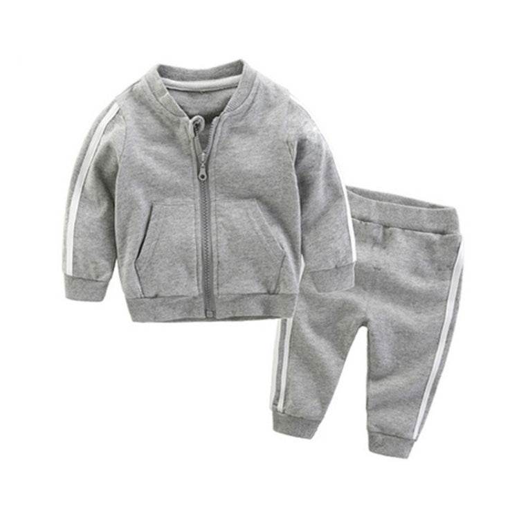 Ensemble de vêtements d'automne 2 en 1 en coton à manches longues et fermeture éclair pour bébé