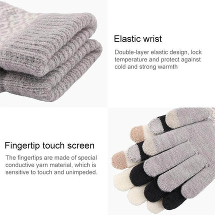 Winter Touch Screen Gloves Unisex Everyday Warm Mittens - grey knit gloves with elastic wrist and conductive fingertip touch-screen design