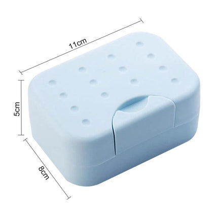 A Compact Soap Box for Travel and Everyday Storage at Home - light blue plastic travel soap case 11x8x5cm, snap-shut, vented, keeps soap dry and mess-free