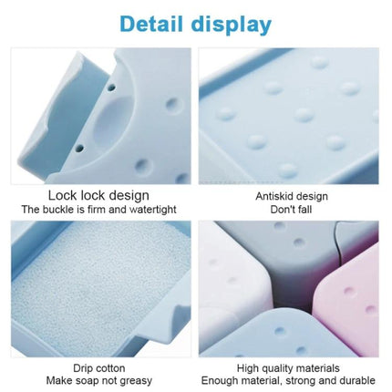 A Compact Soap Box for Travel and Everyday Storage at Home - light blue plastic, lock design, anti-skid, drip cotton insert