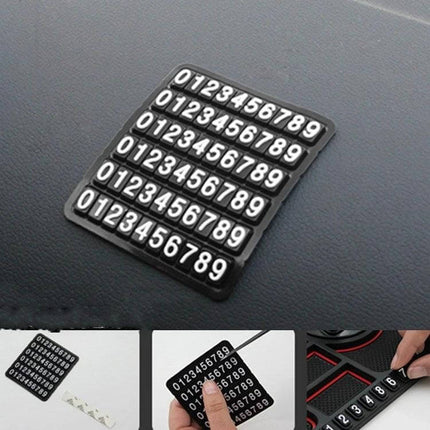 Car Interior Phone Holder Pad, Anti Slip Organizer For Center Console - black PVC anti-slip pad with removable numeric stickers for center console organization