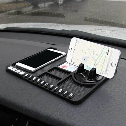 Car Interior Phone Holder Pad, Anti Slip Organizer For Center Console on dashboard holding phones, coins and cables, PVC 25.6x18cm anti-slip pad