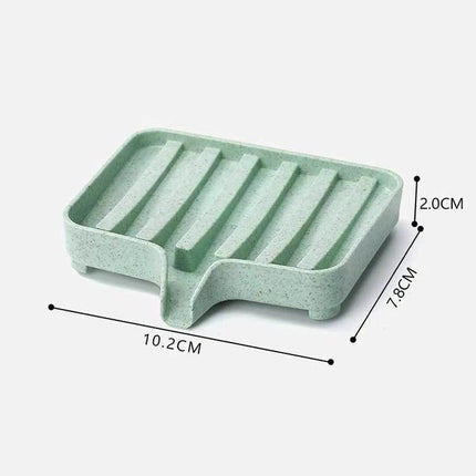 Practical Soap Dish for Daily Bathroom Organization – compact green PP and wheat straw soap holder with drainage grooves (10.2×7.8×2.0cm)