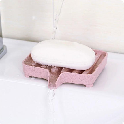Practical Soap Dish for Daily Bathroom Organization – pink PP and wheat straw soap holder with drainage keeping bar dry and tidy