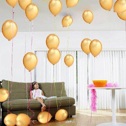 Pearl Latex Balloons, 12 Inch, 45 Pack For Party Decor - gold pearl finish balloons floating in living room for wedding, birthday or anniversary