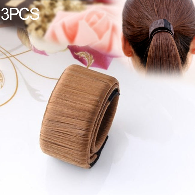 3PCS Magic Bun Women Synthetic Wig Headwear Donuts Bud Ball Twist Magic DIY Bun Maker Tools, beige, golden, dark coffee, light coffee, black, medium coffee