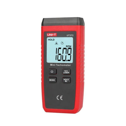 Non-Contact Laser Tachometer for Motor and Machine Speed Measurement handheld red laser tachometer showing RPM reading for workshop use
