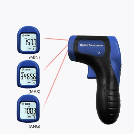 Portable Handheld Non-Contact Digital Tachometer for Motor Speed Measurement - blue handheld optical RPM meter for technicians