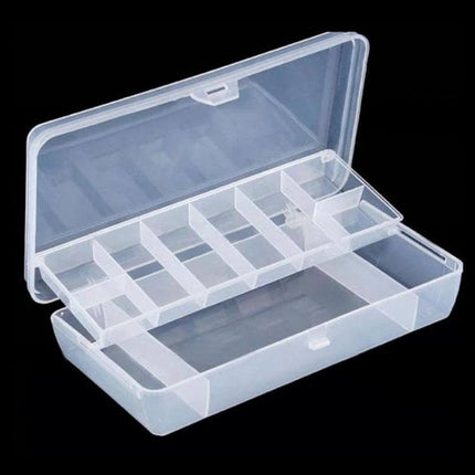 Fishing Bait Box With Two-Tier Tray Storage For Tackle - clear plastic compact tackle organizer with removable partitioned trays for hooks and baits