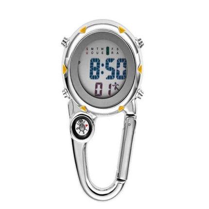 Mountain Climbing Watch Orange for Everyday Outdoor Use - compact orange digital watch with compass carabiner for hiking and camping
