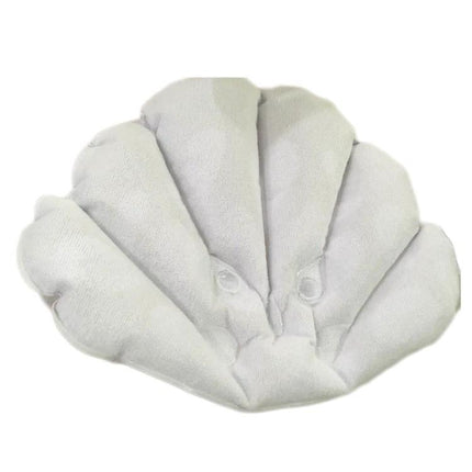 An Inflatable Pillow for Comfortable Home Baths - gray scalloped inflatable bath pillow with neck and head support, adjustable firmness, compact storage