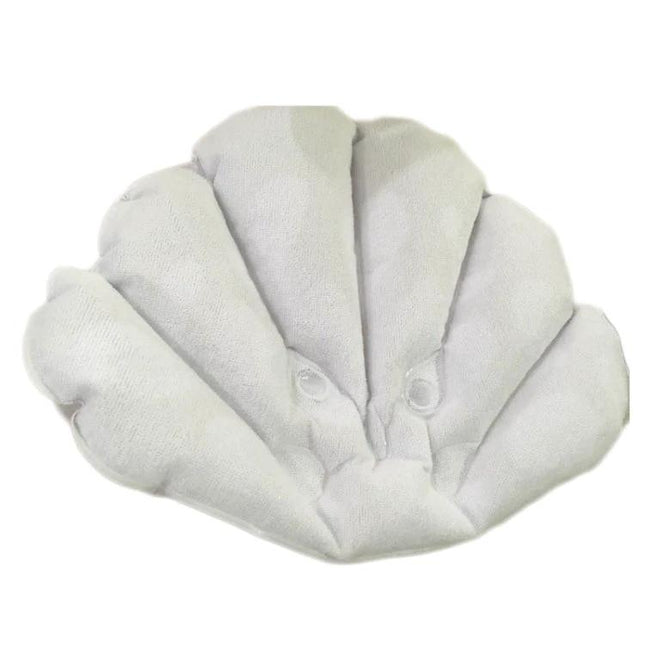 An Inflatable Pillow for Comfortable Home Baths - gray scalloped inflatable bath pillow with neck and head support, adjustable firmness, compact storage