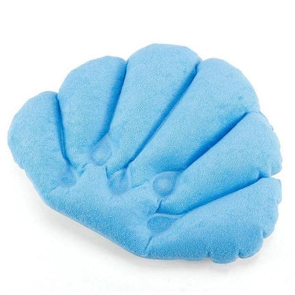 An Inflatable Pillow for Comfortable Home Baths blue contoured inflatable bath pillow with neck support for relaxing in tub