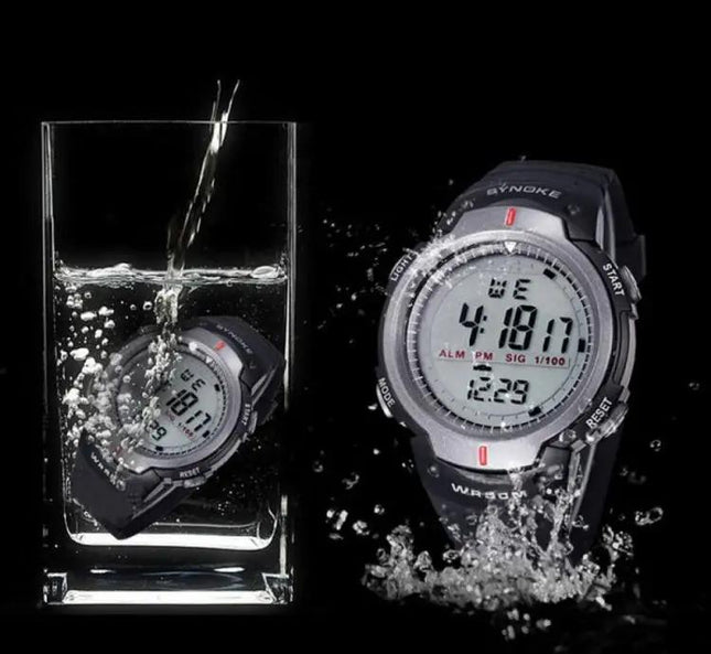 SYNOKE Waterproof Digital Sports Watch For Men Black Gray | Syndmart
