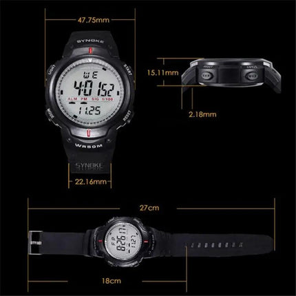 SYNOKE Waterproof Digital Sports Watch For Men Black Gray | Syndmart