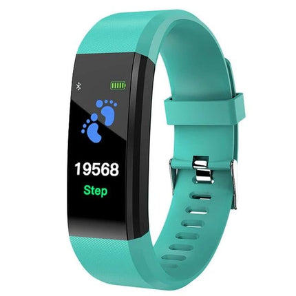 Versatile Smart Watch for Everyday Activity Tracking - teal fitness tracker showing 19568 steps and step icon on display