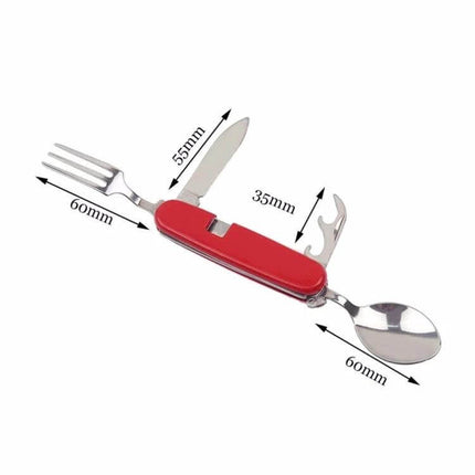 Outdoor Folding Cutlery Set Stainless Steel 4 In 1 For Camping compact red stainless steel folding knife fork spoon bottle opener set