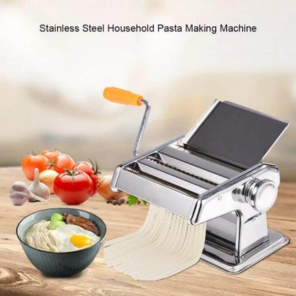 Stainless Steel Pasta Making Machine For Home Kitchen Use - compact stainless steel roller presses dumpling wrappers, wonton wrappers and noodles