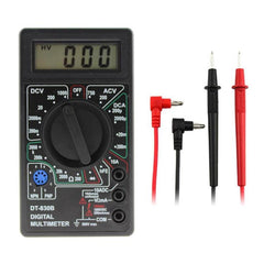 DT-830B Versatile Digital Multimeter with Temperature Measurement and AC/DC Functionality Black