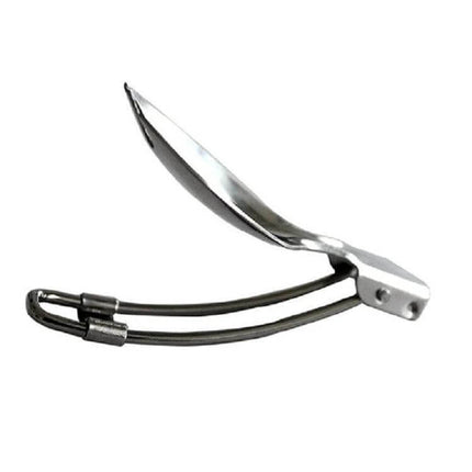 Stainless Steel Folding Spork Two Piece Set for Camping, compact silver foldable utensil for hiking and travel