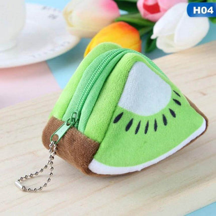Fruit Plush Coin Purse For Girls Gift Everyday Use - Green Kiwi Slice Plush Coin Pouch, 6-inch Soft Zipper Purse For Kids