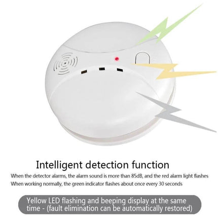 Wireless Smoke Detector for Home Fire Safety and Security - photoelectric wireless alarm with LED indicator and intelligent detection for bedrooms and kitchens