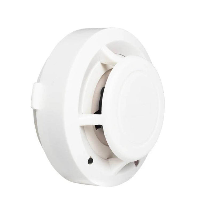 Photoelectric Smoke Detector for Home Fire Safety and Security mounted white photoelectric smoke alarm for kitchen or bedroom, wireless integration, compact design