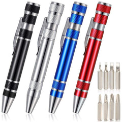 Compact 8-in-1 Aluminum Screwdriver Pen Tool Set