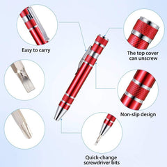 Compact 8-in-1 Aluminum Screwdriver Pen Tool Set