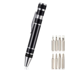 Compact 8-in-1 Aluminum Screwdriver Pen Tool Set