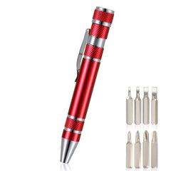 Compact 8-in-1 Aluminum Screwdriver Pen Tool Set