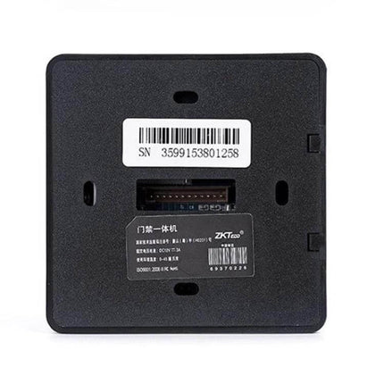 ZKTeco Fingerprint Attendance and Access Control Device for Offices back view showing barcode and connector