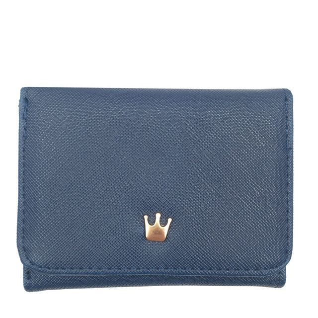 Short Mini Women Wallets Crown Decorated Fold PU Leather Style