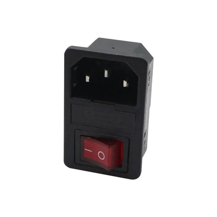Pack of 10 Three-Pin Power Sockets with Safety Switch for Home Use - black three-pin socket with red on/off safety switch