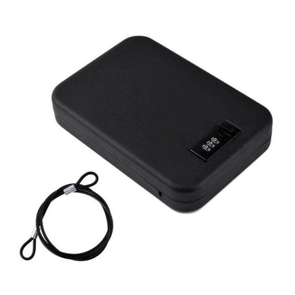 Mini Portable Black Car Safe for Valuables Storage compact steel plate safe with combination lock and security cable for car storage