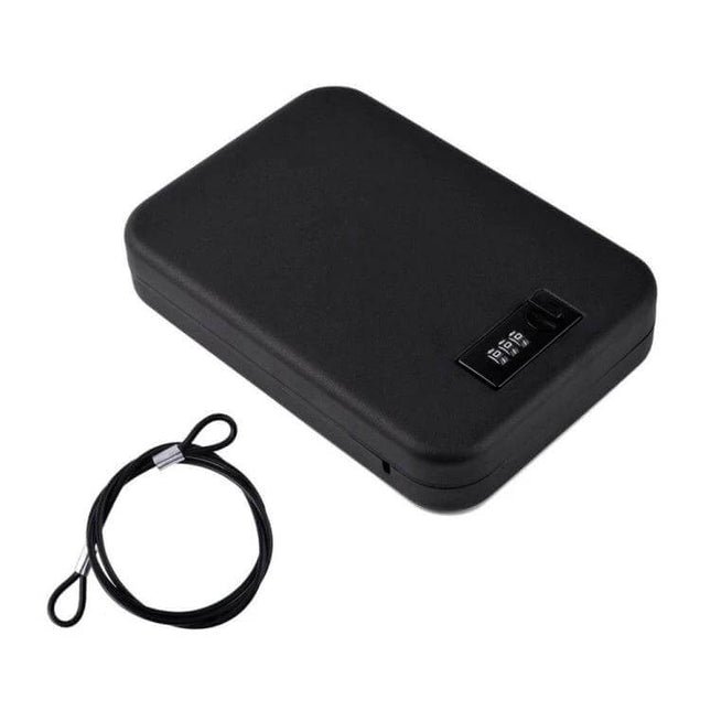 Mini Portable Black Car Safe for Valuables Storage compact steel plate safe with combination lock and security cable for car storage