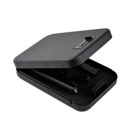 Mini Portable Black Car Safe for Valuables Storage - compact steel password lock safe open with cash jewelry inside