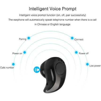 Mini In-Ear Sport Bluetooth Earbuds With Mic For Commuting single black earbud with intelligent voice prompts for calls