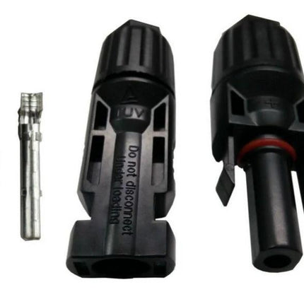 ZOORUI MC4 Connector for Solar Panel Electrical Systems black waterproof male and female plug with metal pins, outdoor solar PV connection