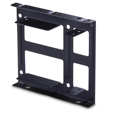 Metal Mounting Kit for 2.5-Inch Hard Drives in 3.5-Inch Bays - black metal bracket holds two 2.5" SSDs/HDDs for PC case